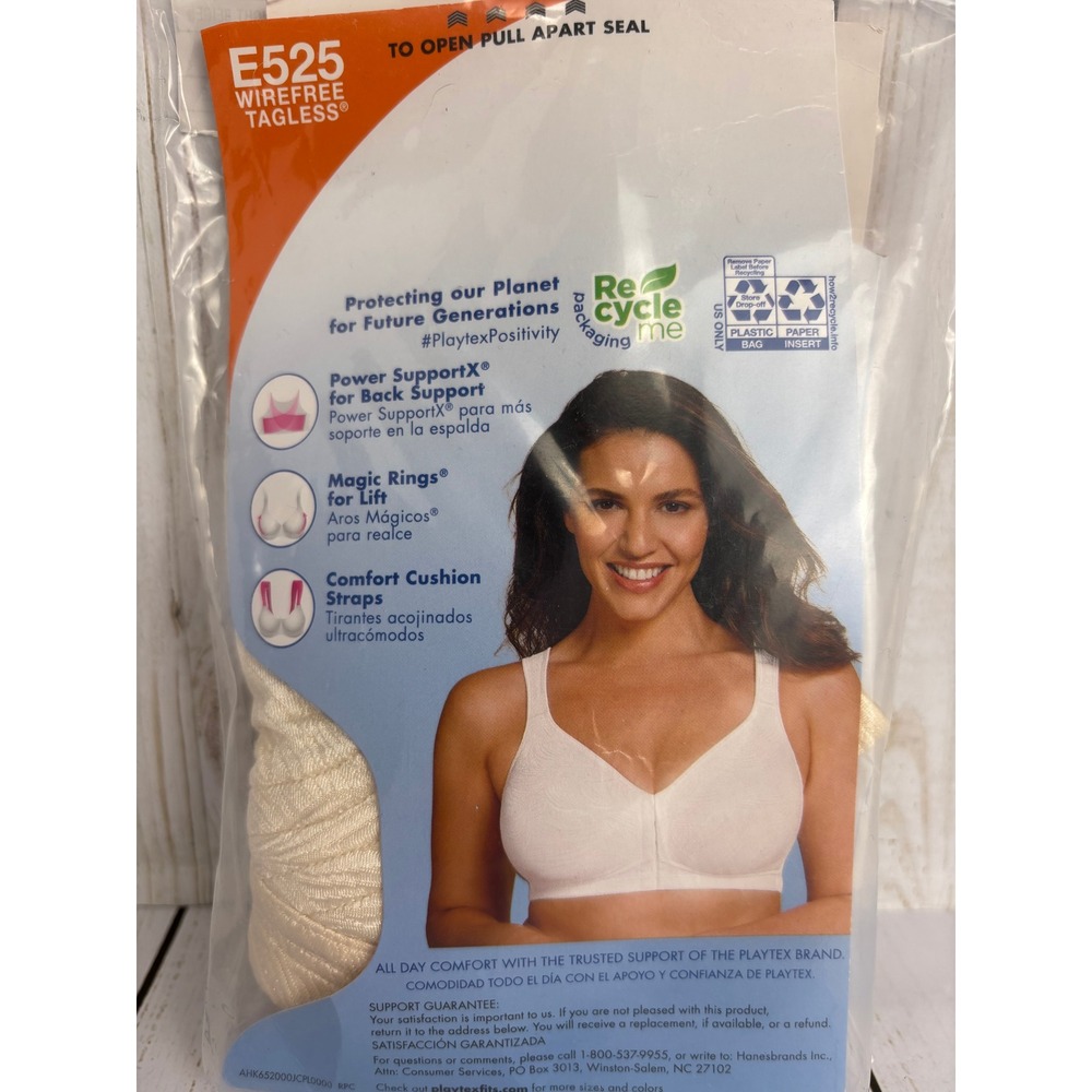 Playtex 18 Hour Posture Boost Front Close Wirefree Bra E525 Light Beige 36C B022 - Picture 3 of 4